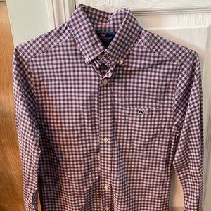 Vineyard Vines Shirt Men's X Small Blue Check Button Down Long Sleeve Collared
